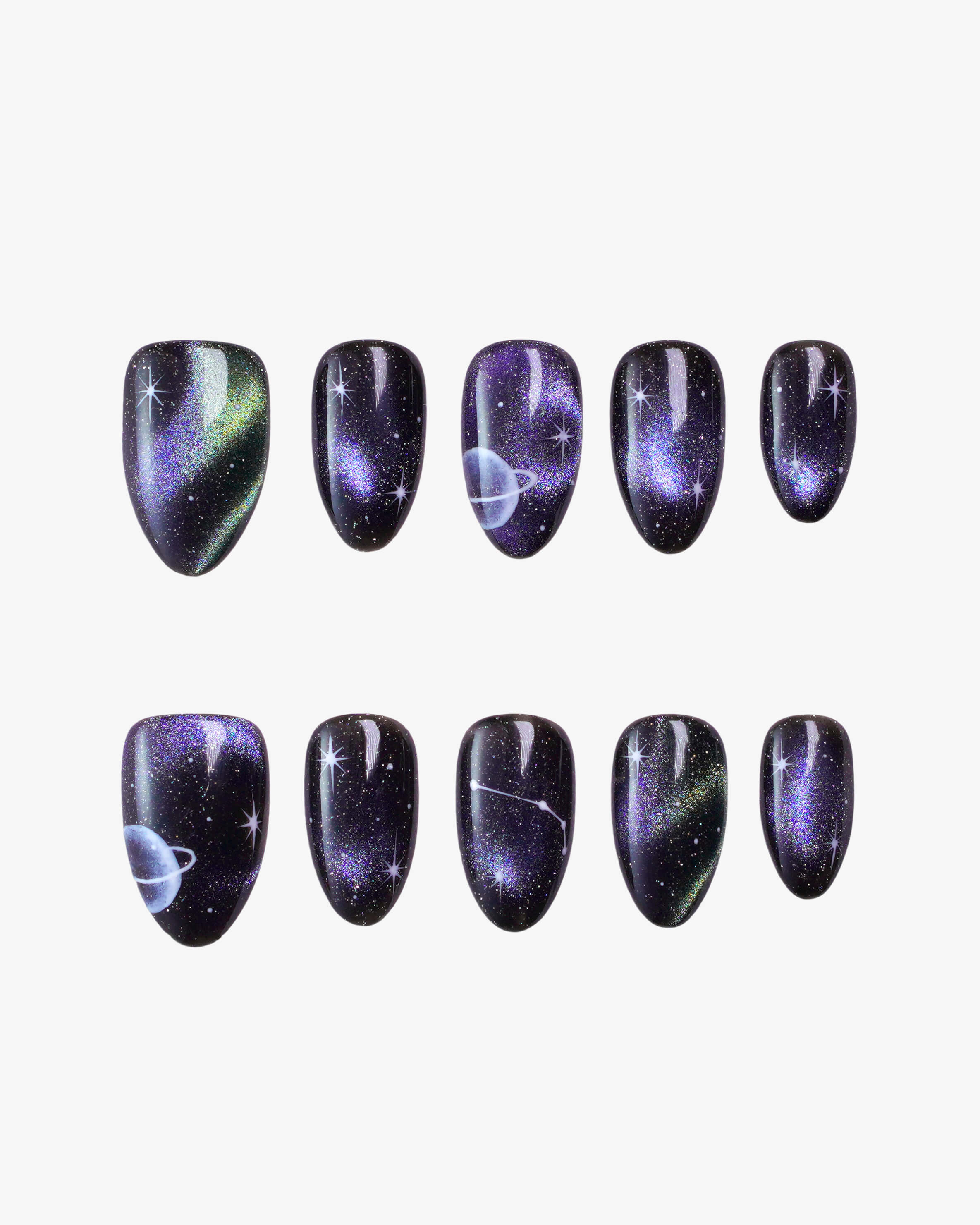 planet constellation aurora cat-eye nails