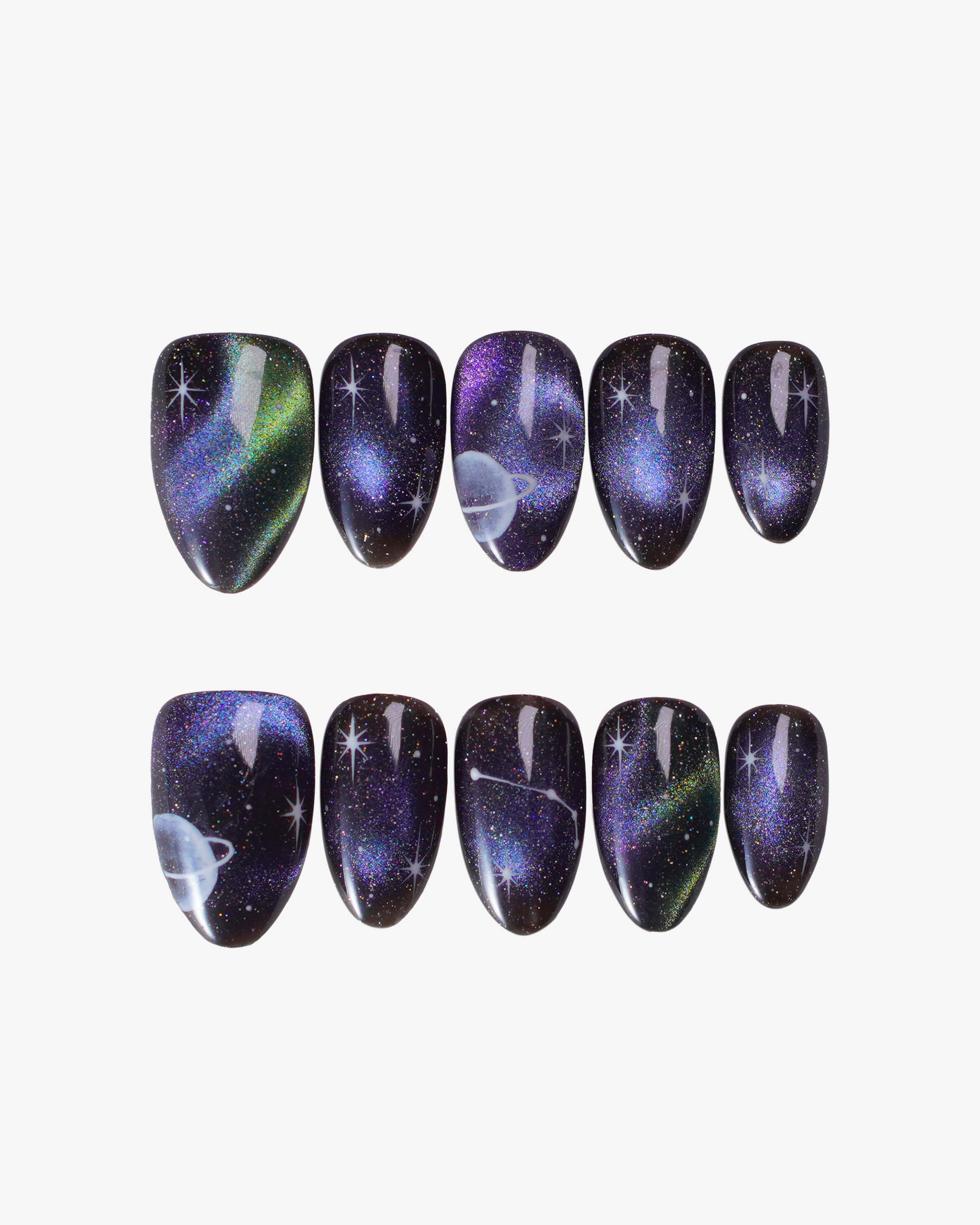 planet constellation aurora cat-eye nails