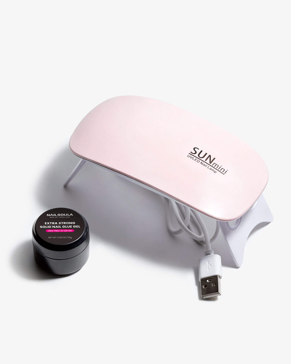 SOLID NAIL GLUE GEL KIT, 10G GLUE WITH 6W MINI UV/LED NAIL LAMP