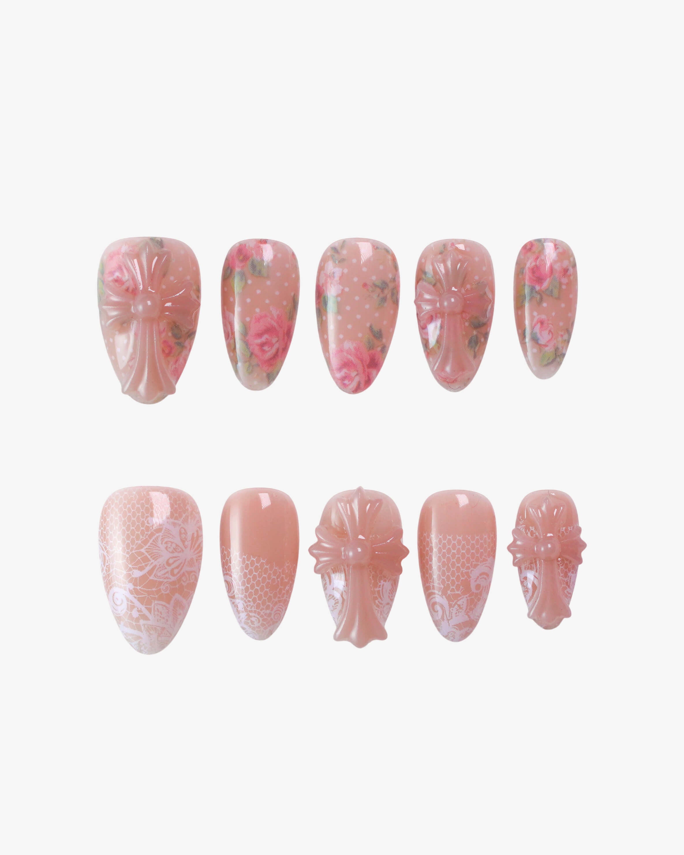 Retro Showa-girl 3D jelly cross accents press-ons